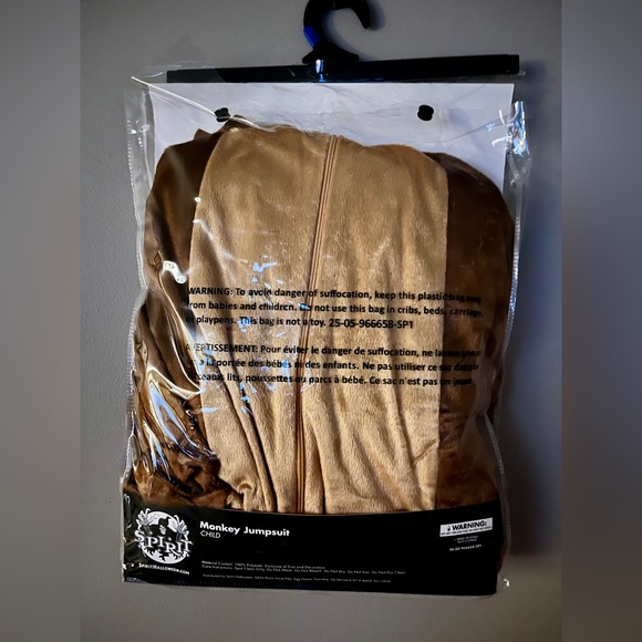 Spirit Monkey Jumpsuit Costume | Child XL 14–16 | Plush Hooded - Picture 2 of 2